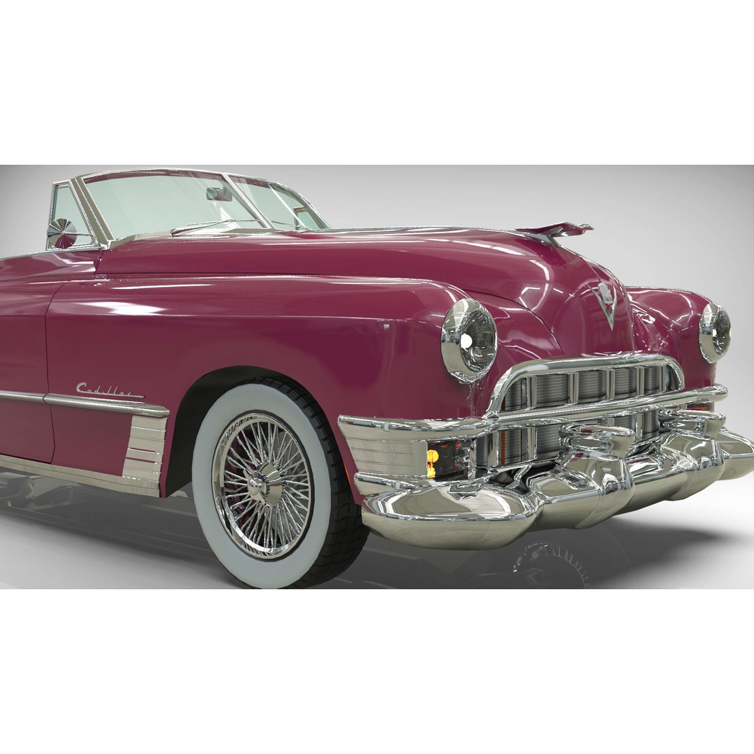 1949 Cadillac Series 62 Convertible 3D Model – Low Poly Game Asset, FBX - View 6