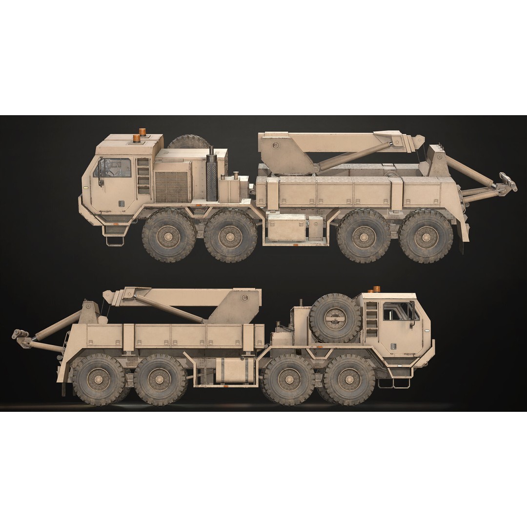Heavy Military Wrecker 3D Model – Low Poly Game Ready, FBX, OBJ - View 10