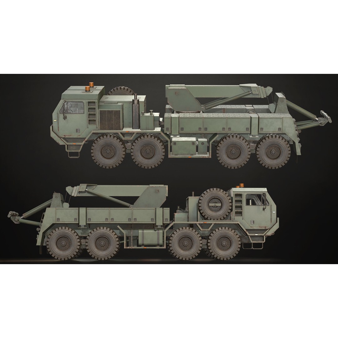 Heavy Military Wrecker 3D Model – Low Poly Game Ready, FBX, OBJ - View 11