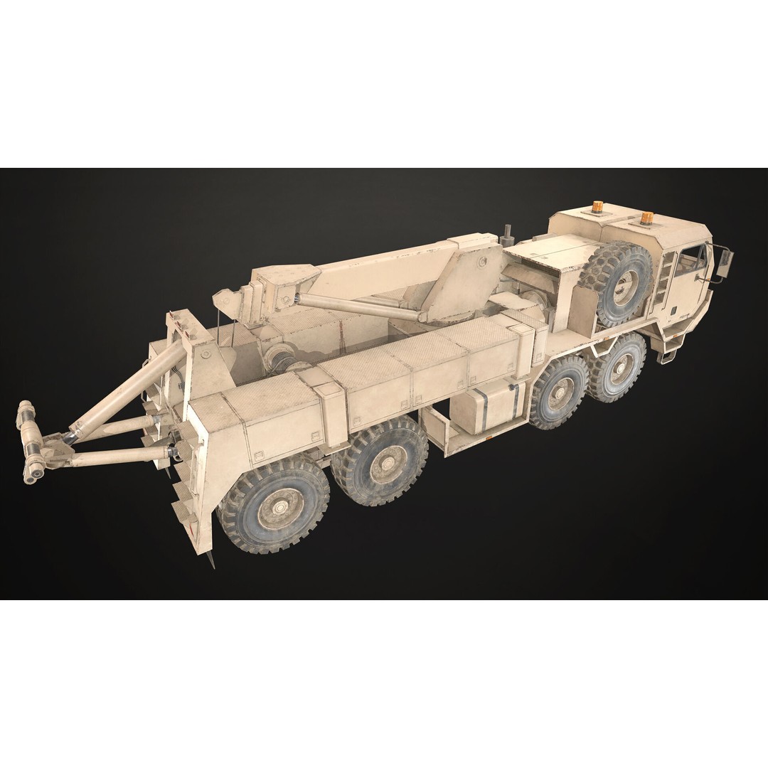 Heavy Military Wrecker 3D Model – Low Poly Game Ready, FBX, OBJ - View 4