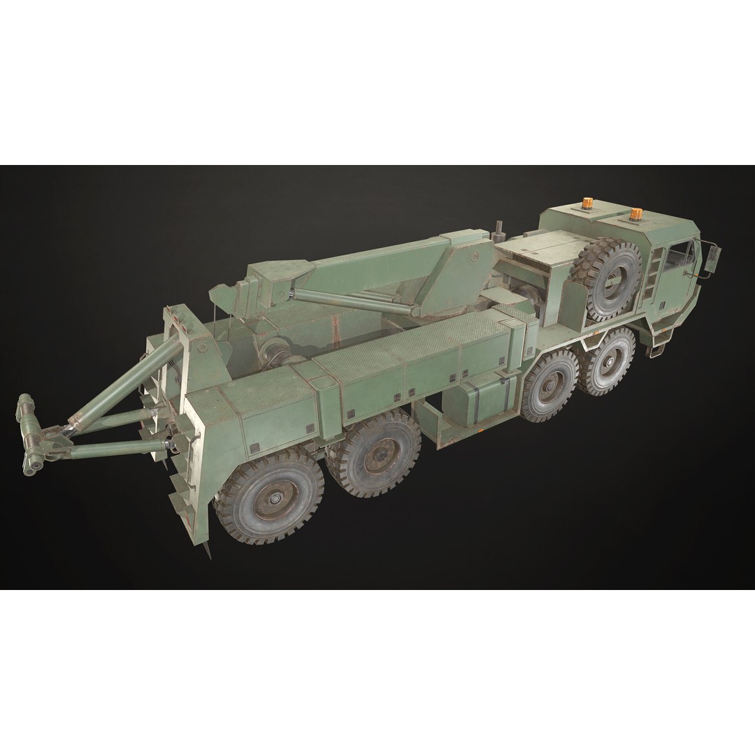 Heavy Military Wrecker 3D Model – Low Poly Game Ready, FBX, OBJ - View 5