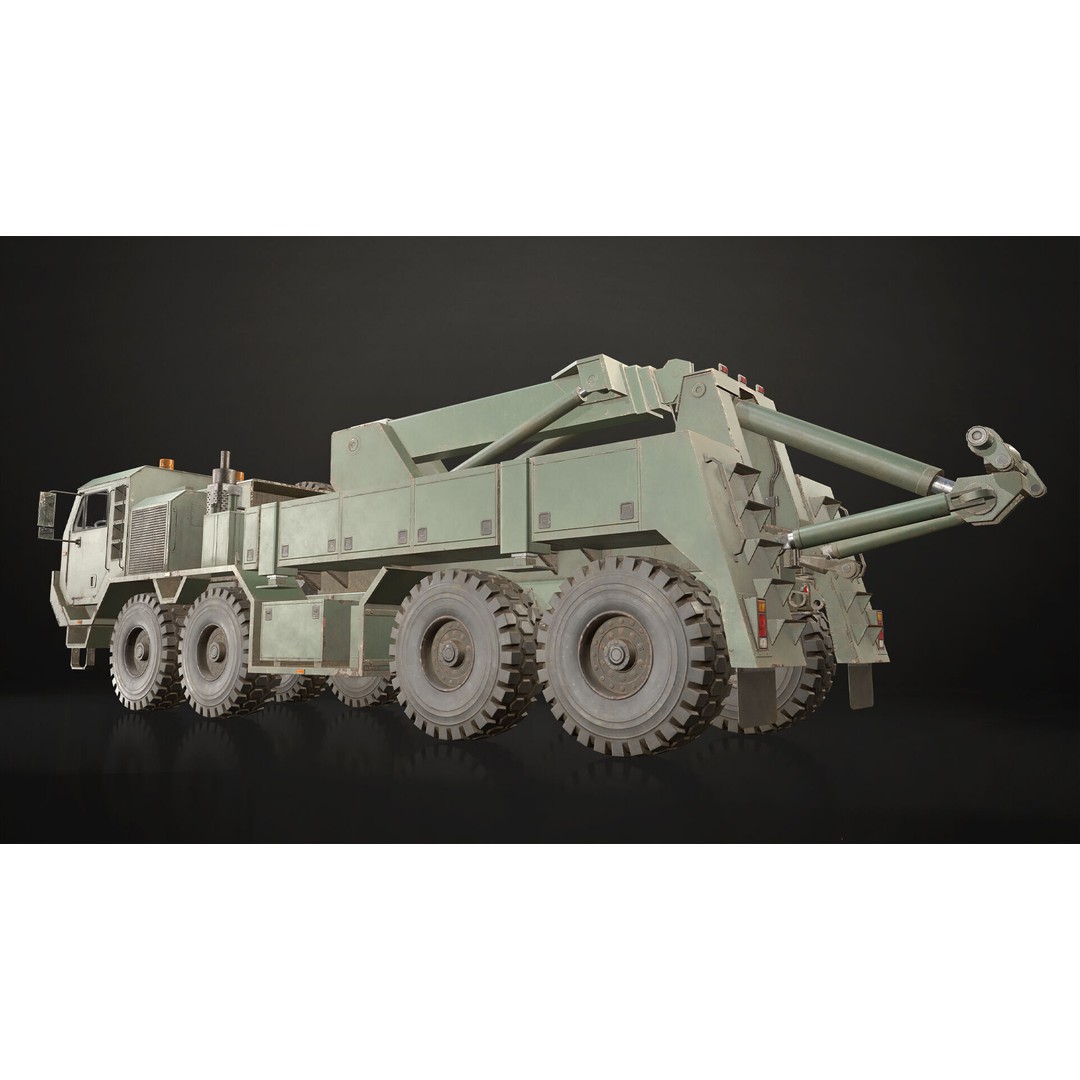 Heavy Military Wrecker 3D Model – Low Poly Game Ready, FBX, OBJ - View 9