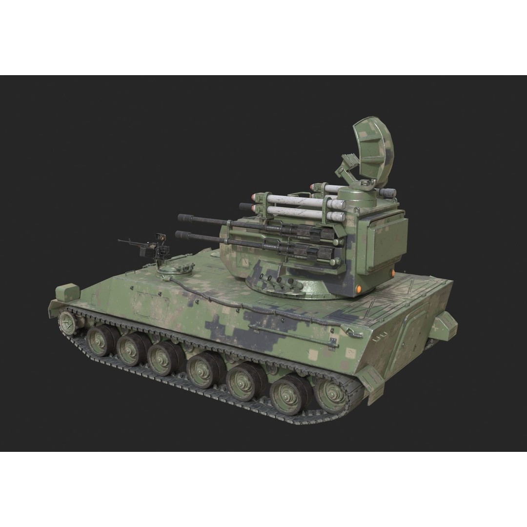 PLA Army PGZ95 Self-Propelled Anti-Aircraft 3D Model – Low Poly Game Asset, FBX - View 10