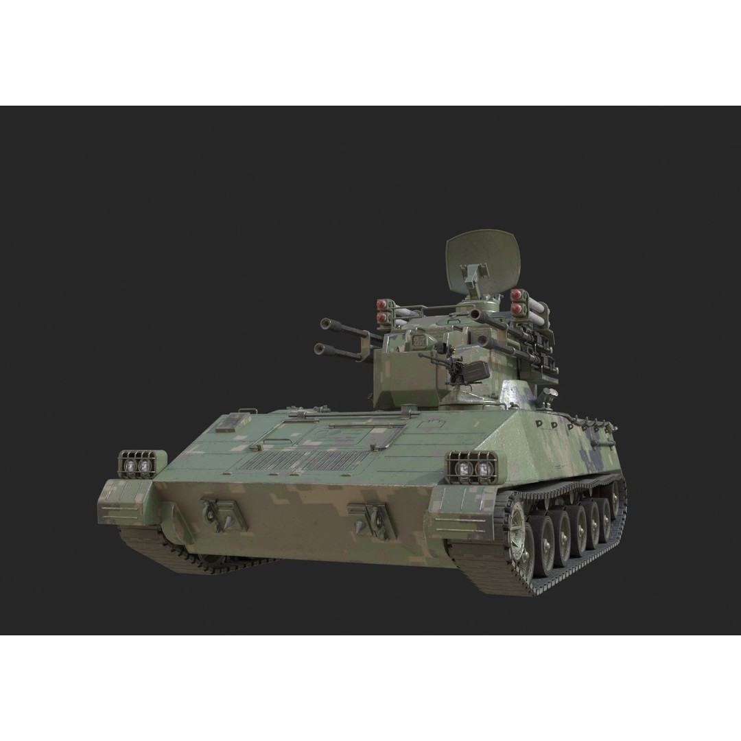 PLA Army PGZ95 Self-Propelled Anti-Aircraft 3D Model – Low Poly Game Asset, FBX - View 11