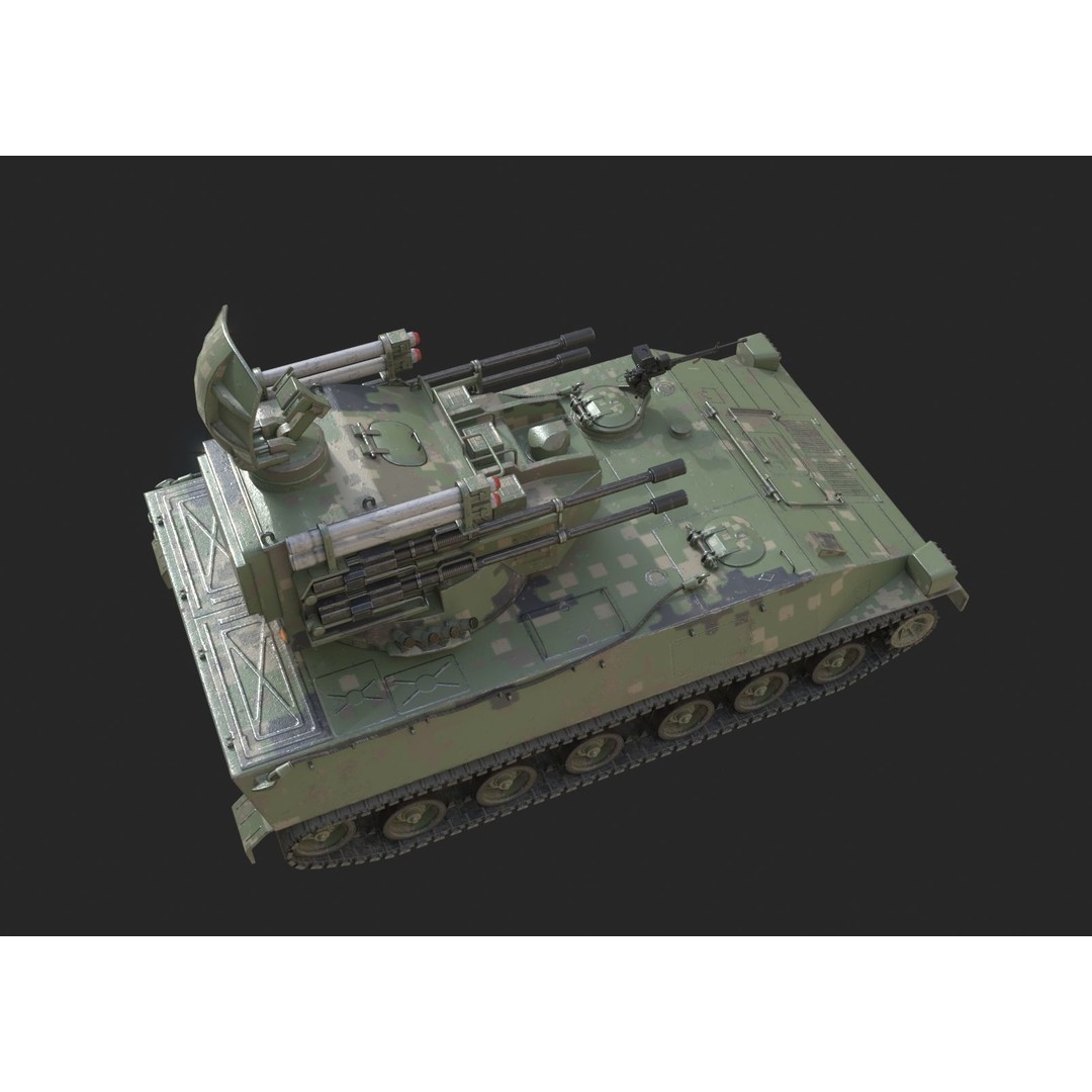 PLA Army PGZ95 Self-Propelled Anti-Aircraft 3D Model – Low Poly Game Asset, FBX - View 12