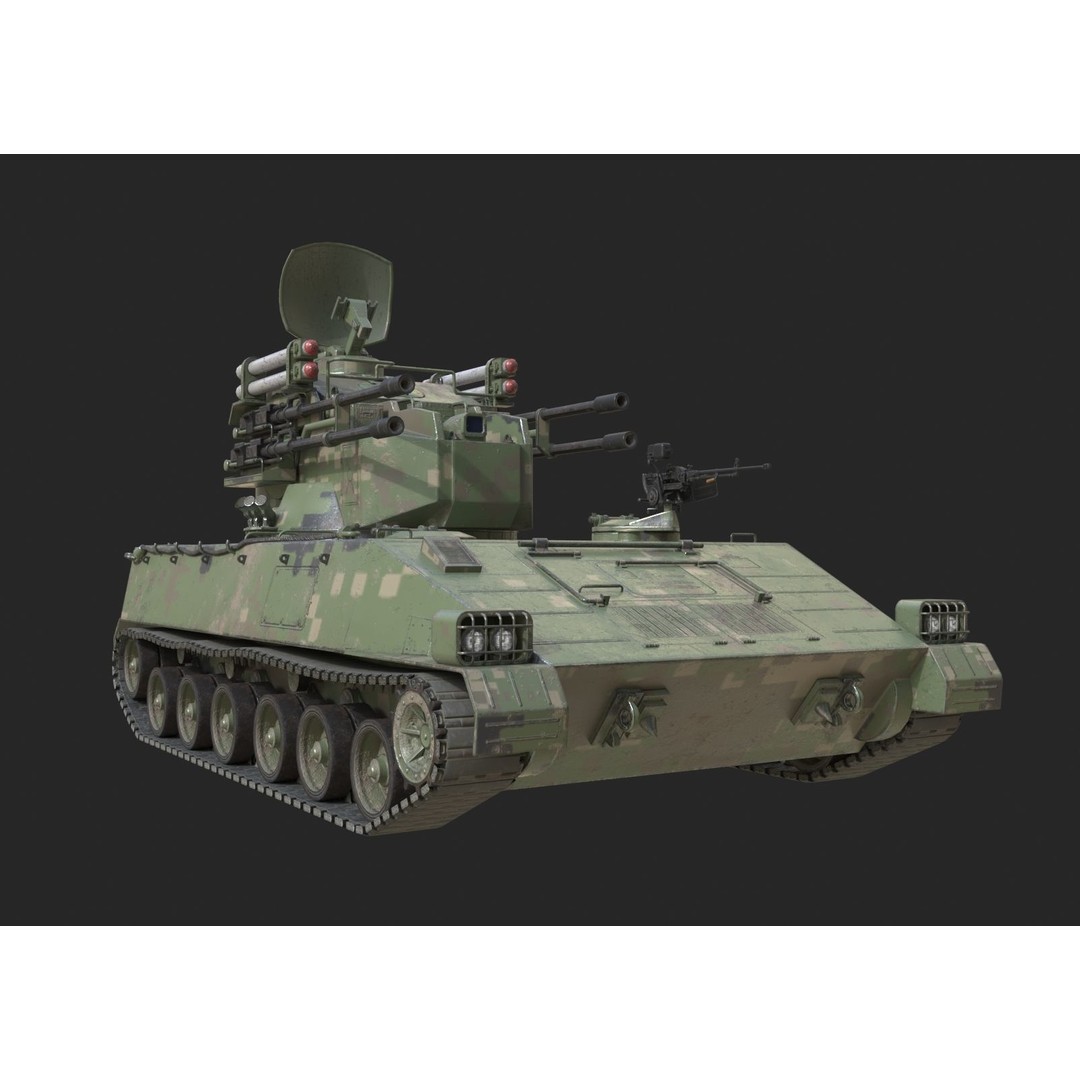 PLA Army PGZ95 Self-Propelled Anti-Aircraft 3D Model – Low Poly Game Asset, FBX - View 3