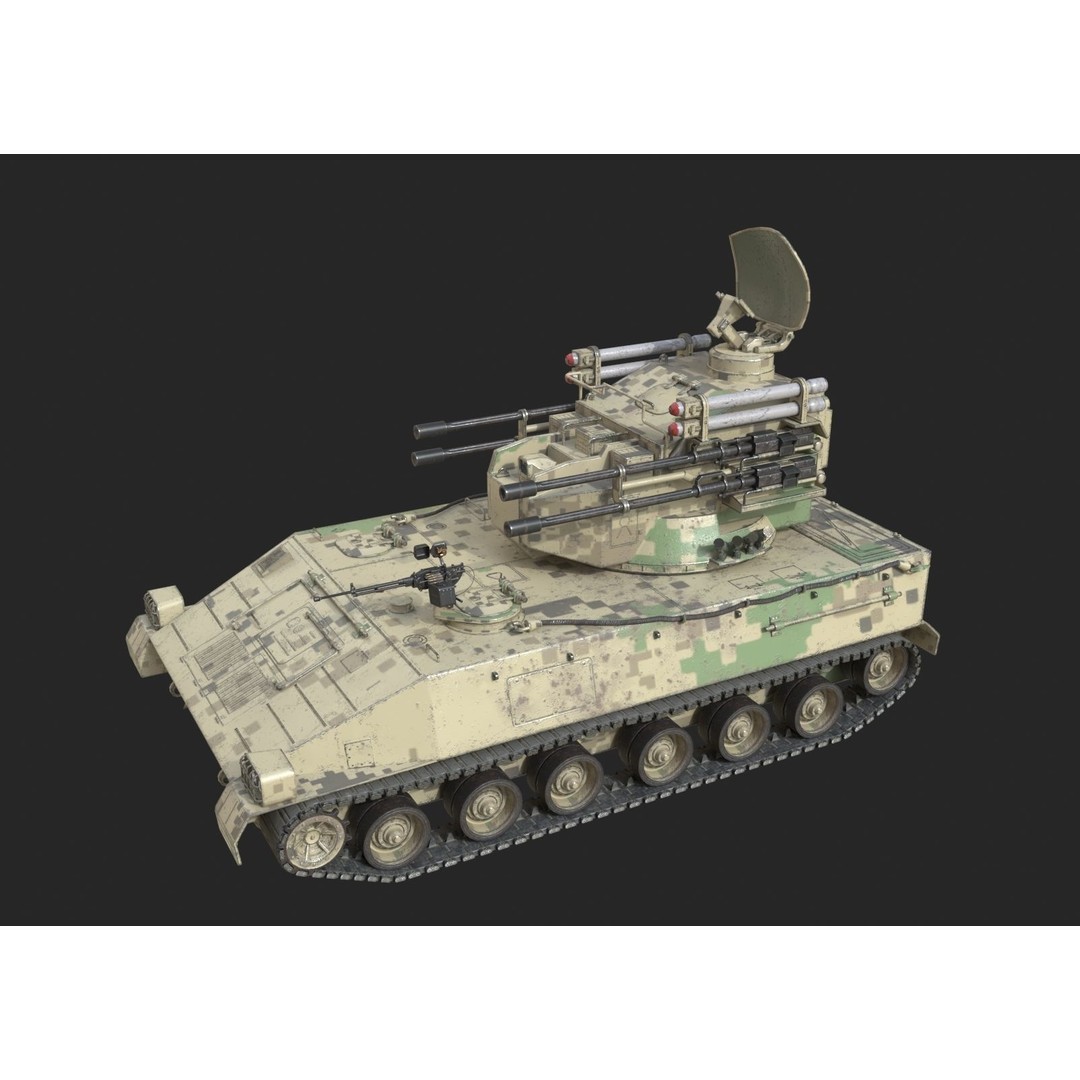 PLA Army PGZ95 Self-Propelled Anti-Aircraft 3D Model – Low Poly Game Asset, FBX - View 7