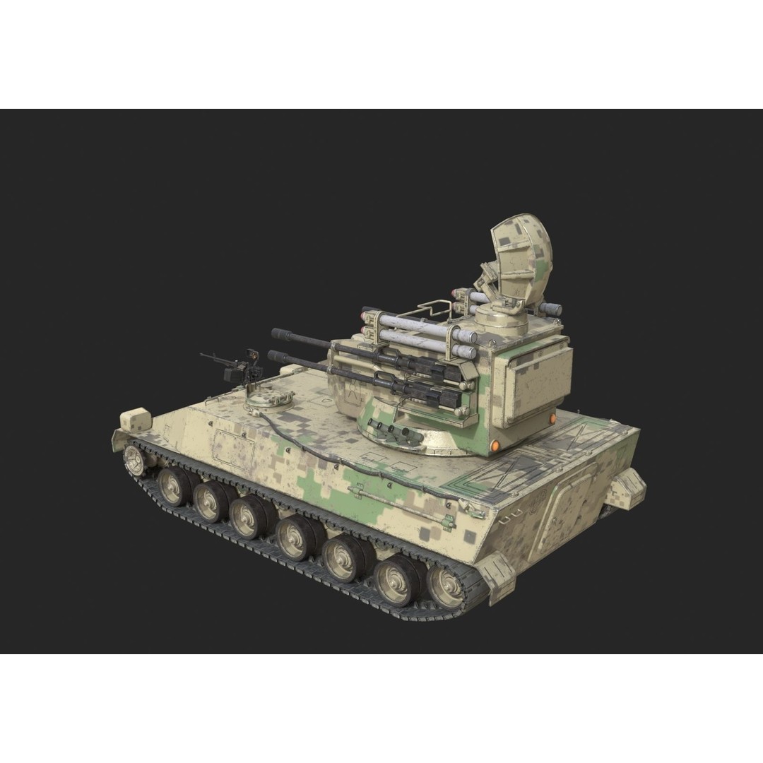 PLA Army PGZ95 Self-Propelled Anti-Aircraft 3D Model – Low Poly Game Asset, FBX - View 8