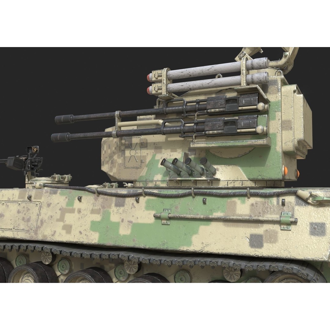 PLA Army PGZ95 Self-Propelled Anti-Aircraft 3D Model – Low Poly Game Asset, FBX - View 9