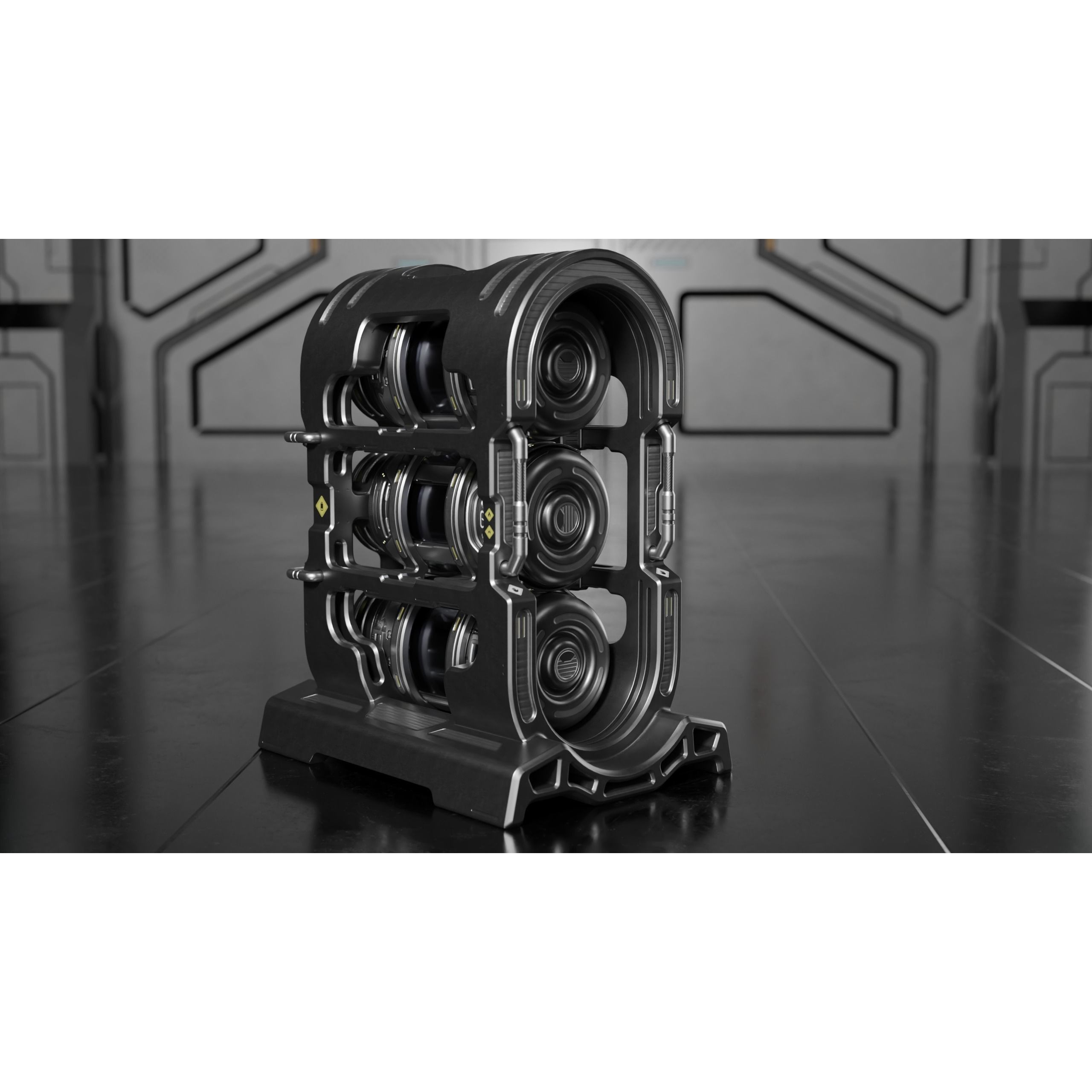 Sci-fi Barrel & Rack - Low-Poly Game-Ready 3D Model - View 13