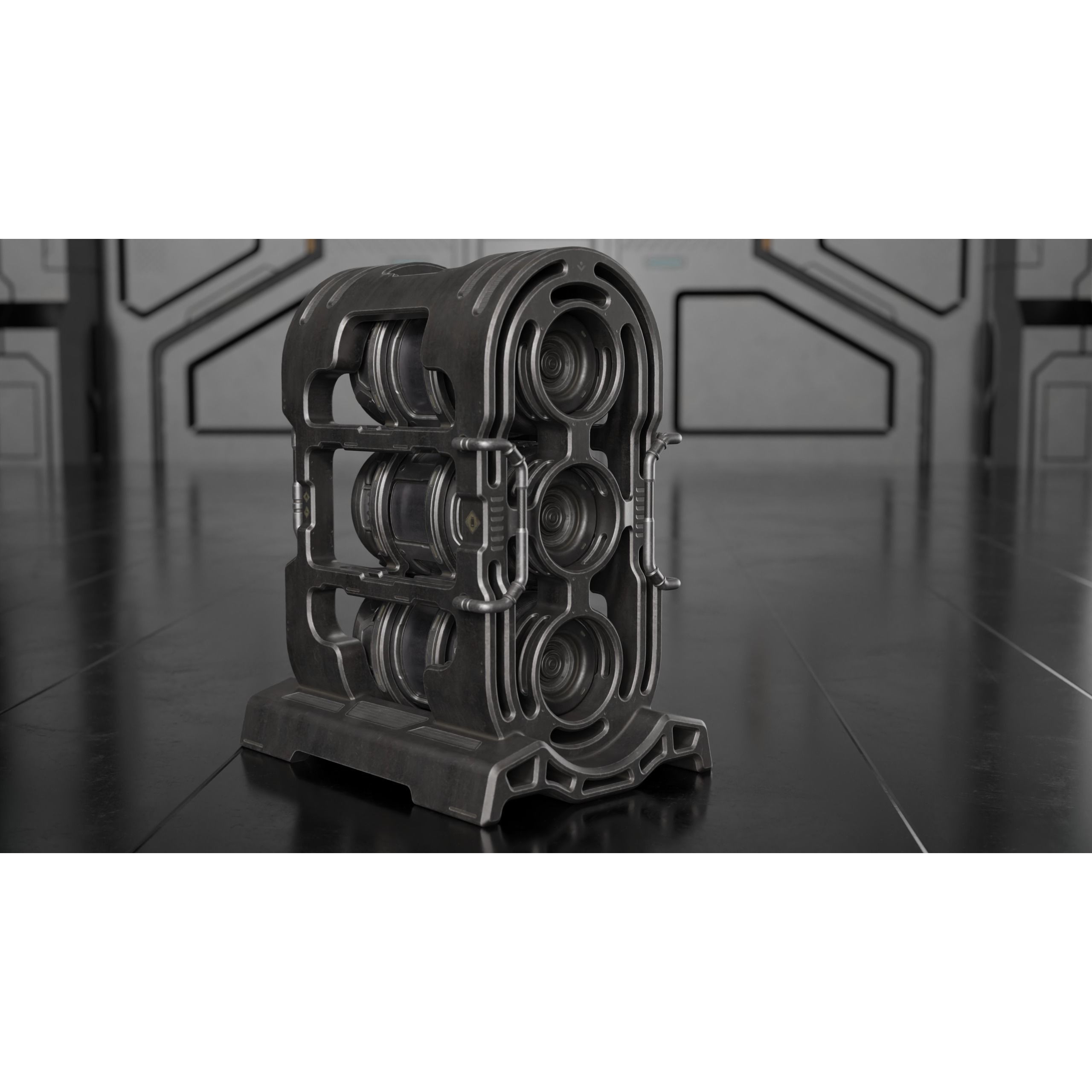 Sci-fi Barrel & Rack - Low-Poly Game-Ready 3D Model - View 24