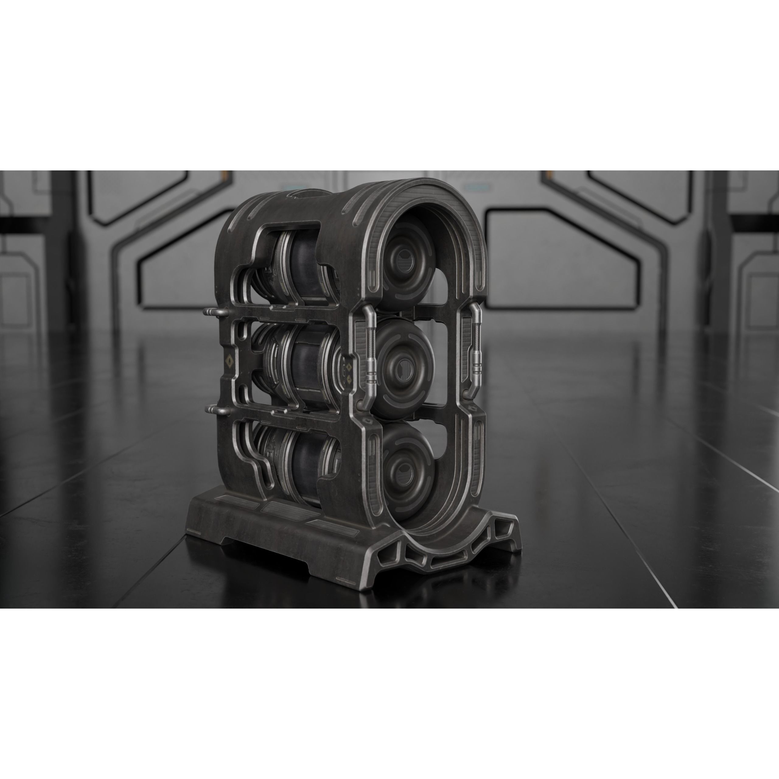 Sci-fi Barrel & Rack - Low-Poly Game-Ready 3D Model - View 25