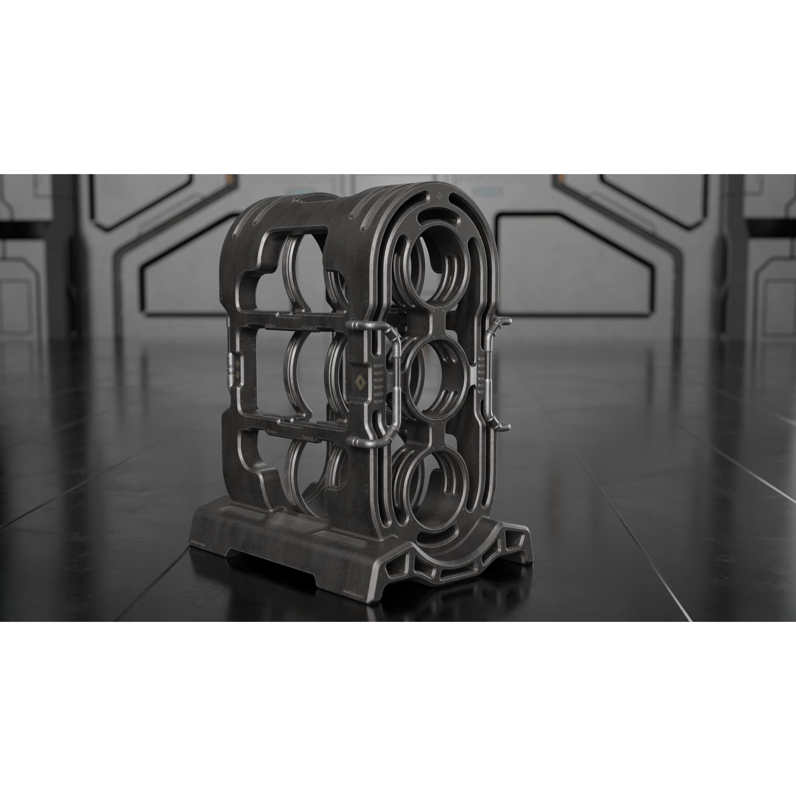 Sci-fi Barrel & Rack - Low-Poly Game-Ready 3D Model - View 26