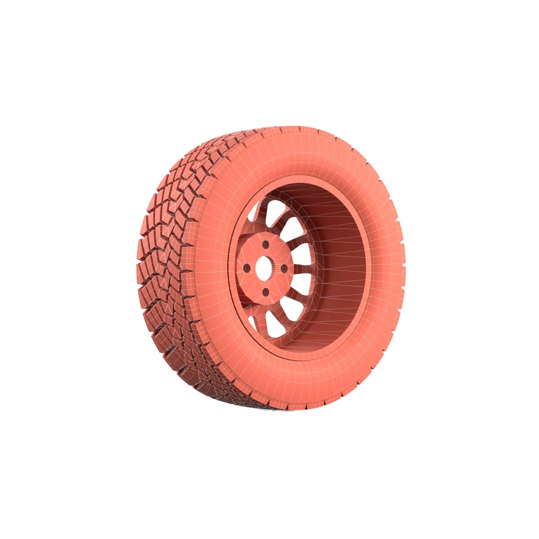 Offroad Car Wheel 3D Model – PBR Textured, Game Ready, FBX
