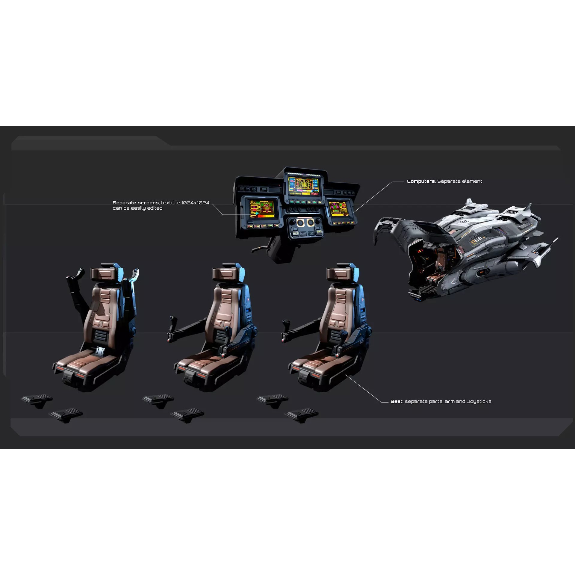 SF STALKER Spaceship - Low-Poly Game-Ready 3D Model - View 12