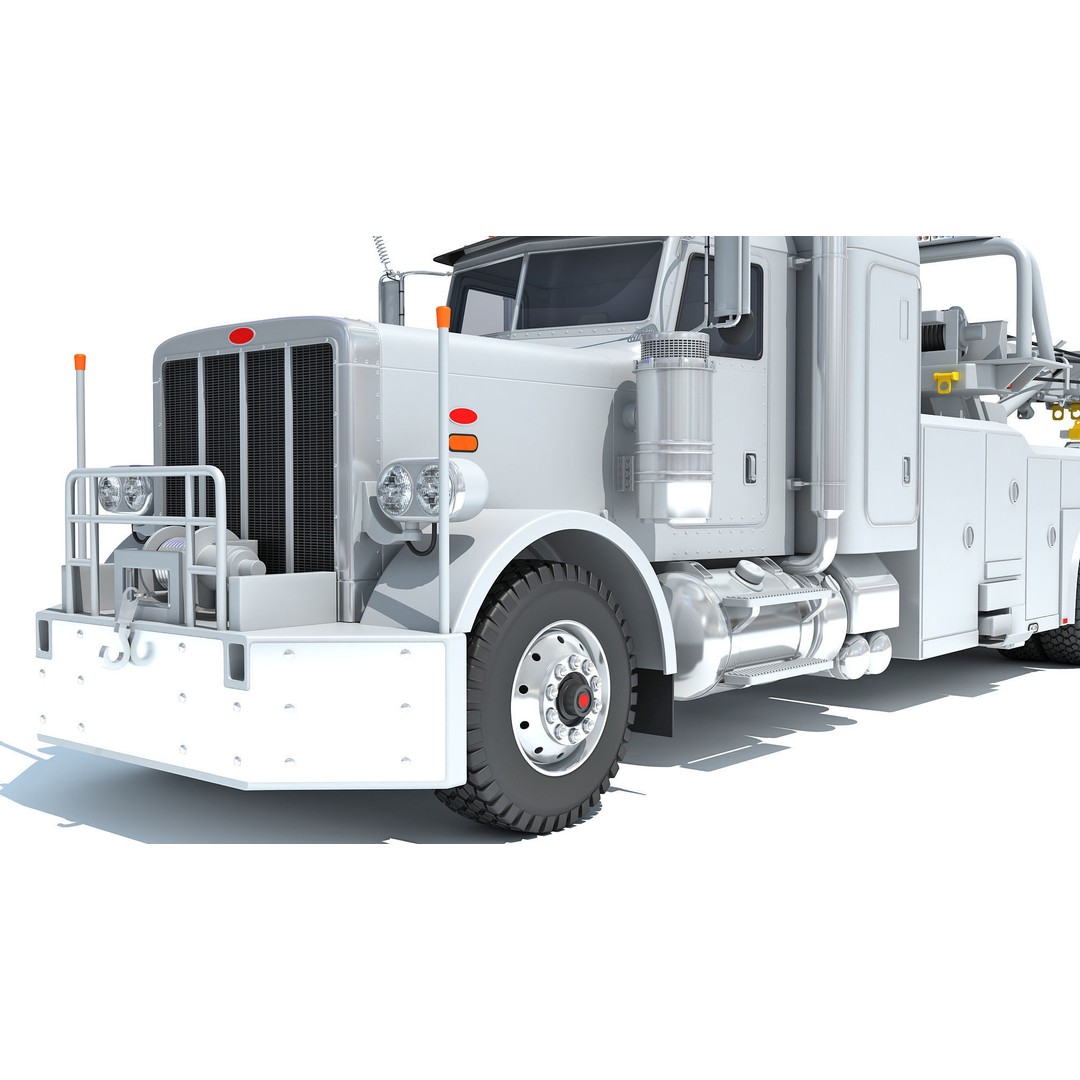 Recovery Service Wrecker Tow Truck 3D Model – High Poly Game Asset, FBX, OBJ - View 14
