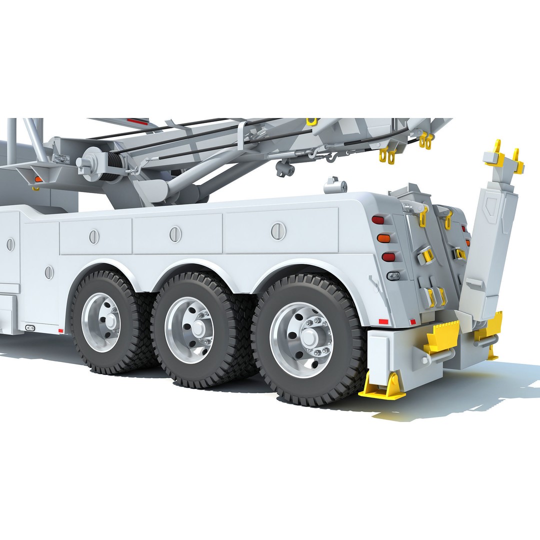 Recovery Service Wrecker Tow Truck 3D Model – High Poly Game Asset, FBX, OBJ - View 16