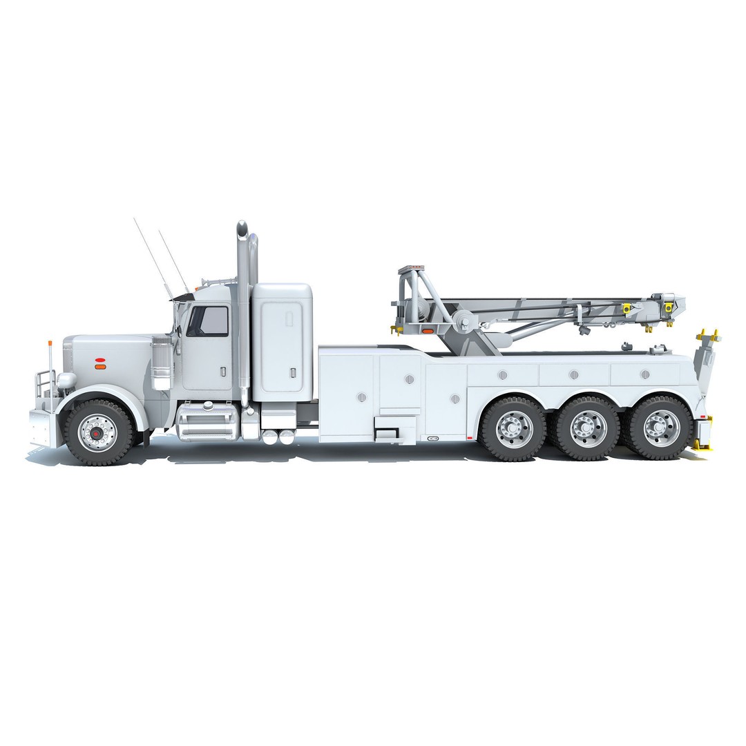 Recovery Service Wrecker Tow Truck 3D Model – High Poly Game Asset, FBX, OBJ - View 3