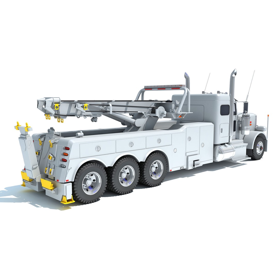 Recovery Service Wrecker Tow Truck 3D Model – High Poly Game Asset, FBX, OBJ - View 7