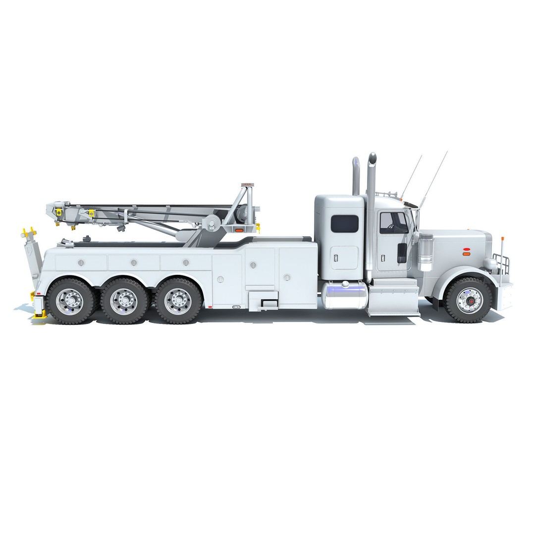 Recovery Service Wrecker Tow Truck 3D Model – High Poly Game Asset, FBX, OBJ - View 9