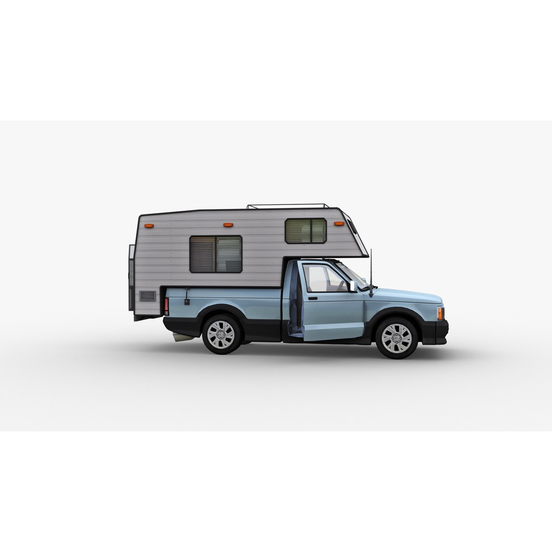 Camper Truck 3D Model – Low Poly Game Asset with Interior