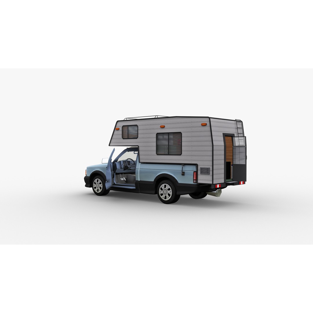 Camper Truck 3D Model – Low Poly Game Asset with Interior - View 12