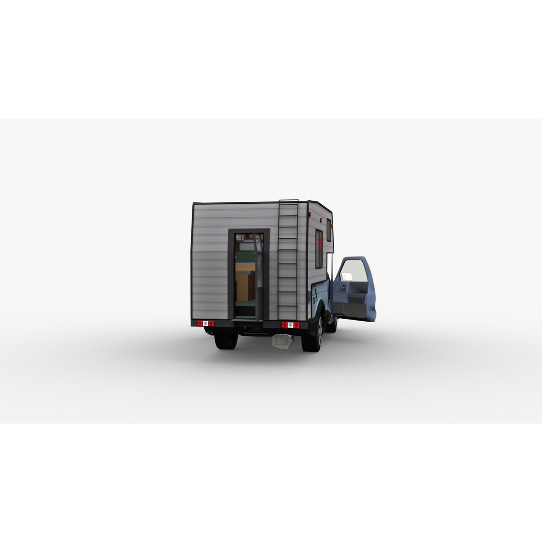 Camper Truck 3D Model – Low Poly Game Asset with Interior - View 13
