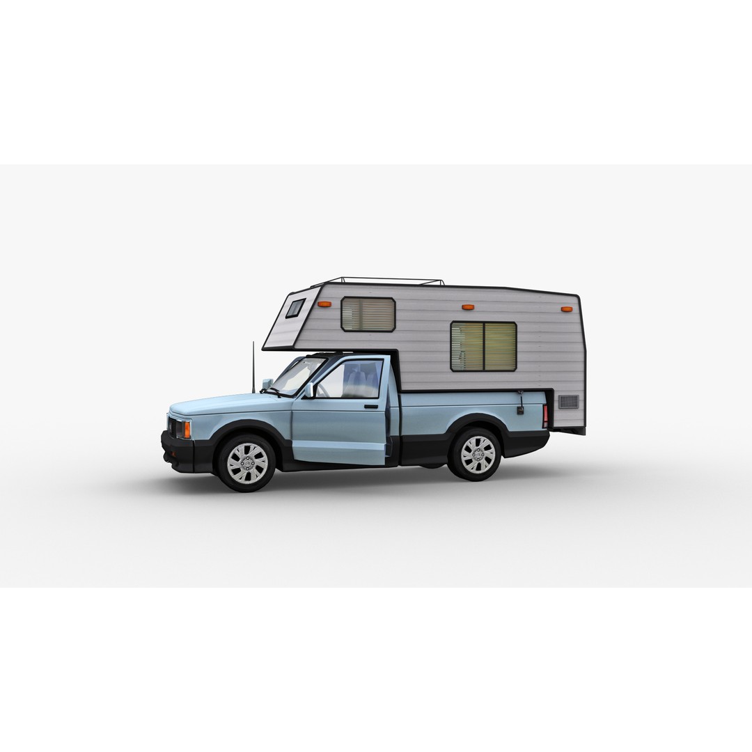 Camper Truck 3D Model – Low Poly Game Asset with Interior - View 14