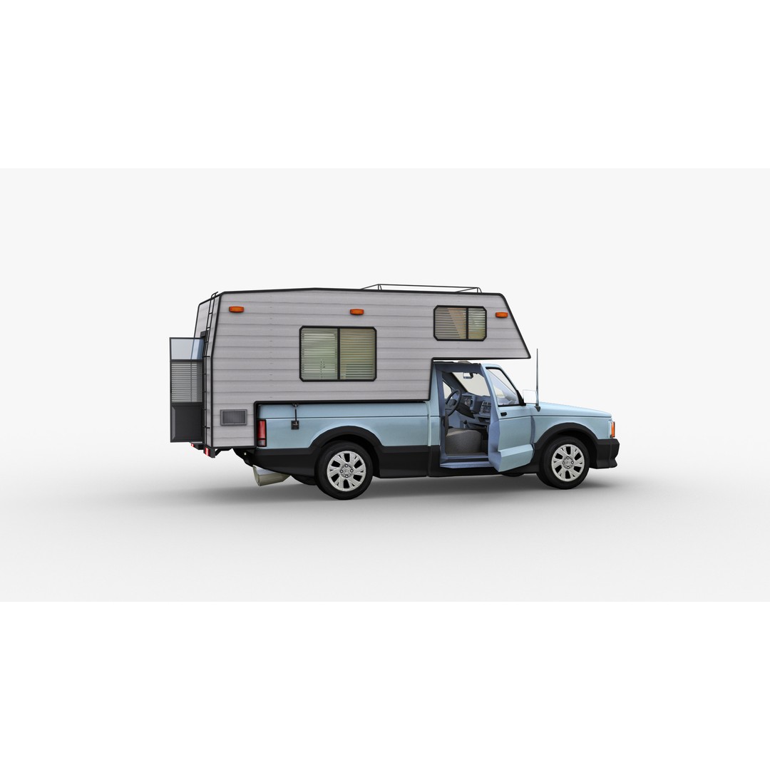 Camper Truck 3D Model – Low Poly Game Asset with Interior - View 20