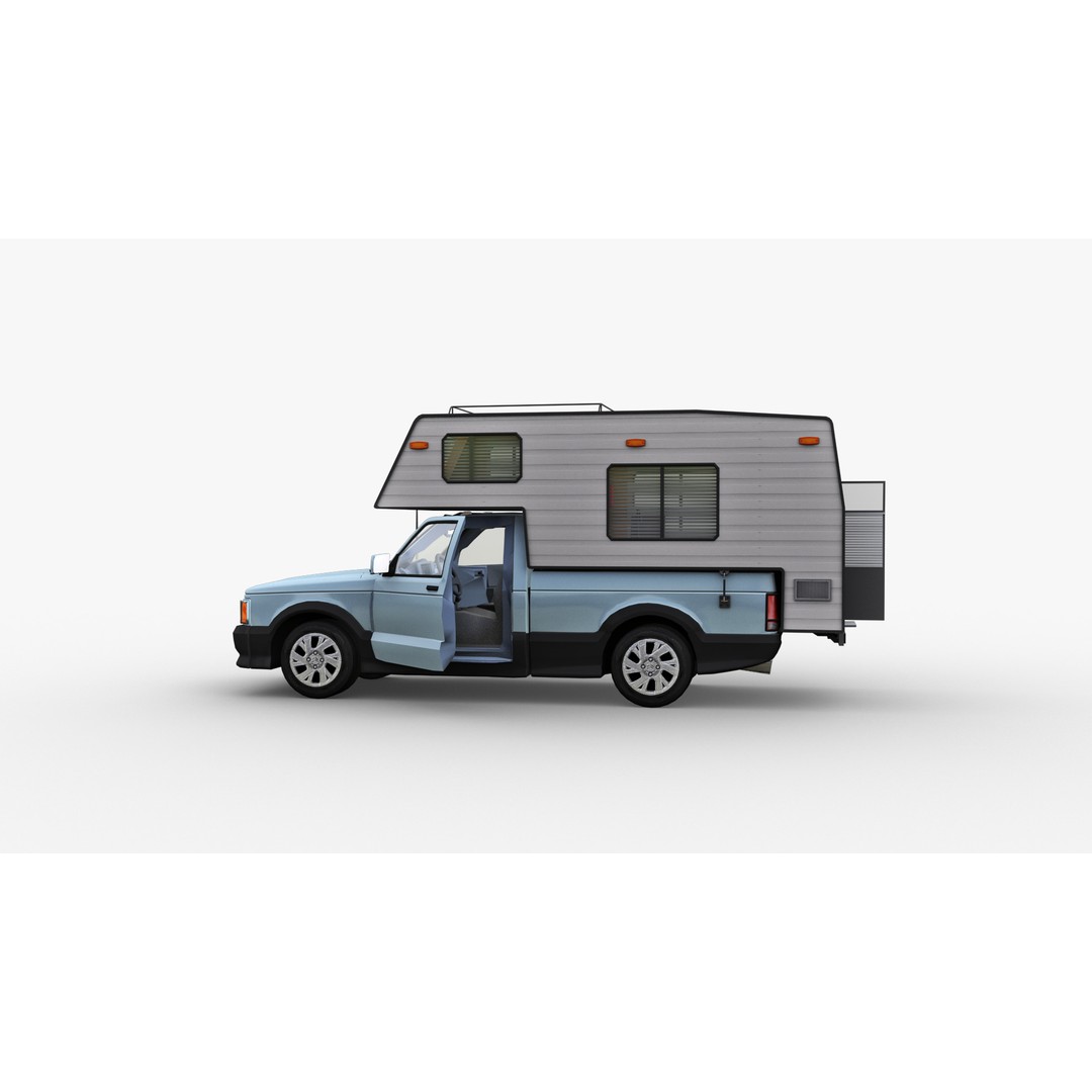Camper Truck 3D Model – Low Poly Game Asset with Interior - View 22