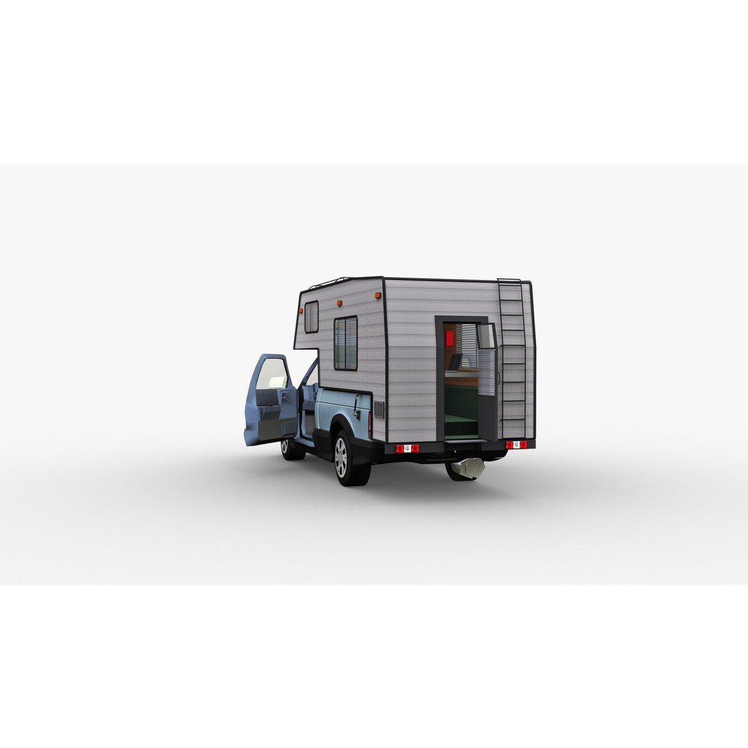 Camper Truck 3D Model – Low Poly Game Asset with Interior - View 23