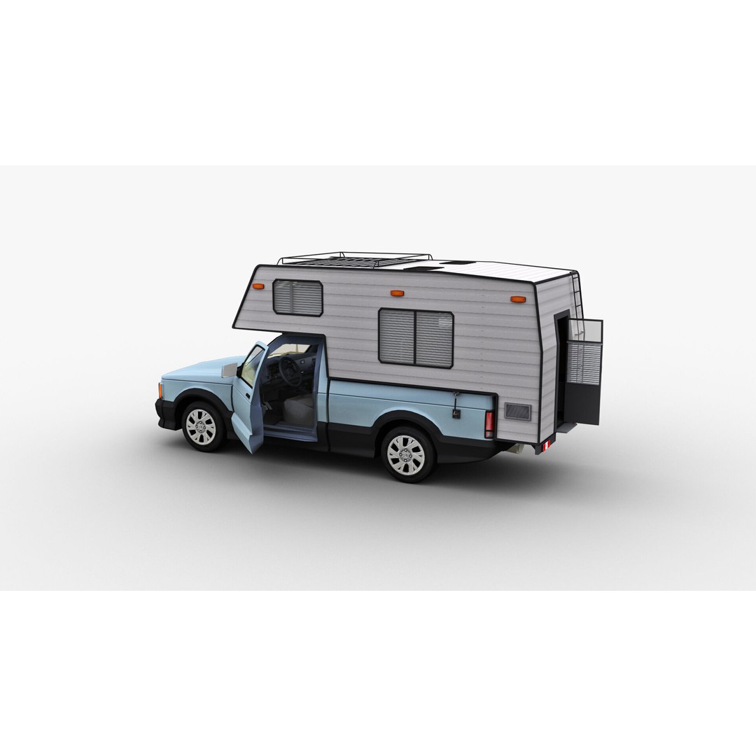 Camper Truck 3D Model – Low Poly Game Asset with Interior - View 5