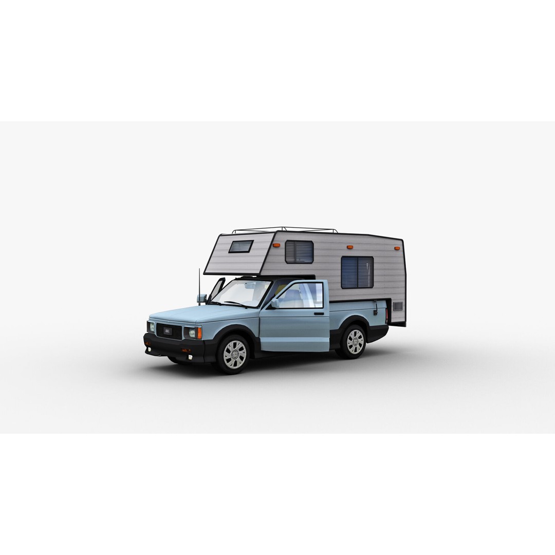 Camper Truck 3D Model – Low Poly Game Asset with Interior - View 6