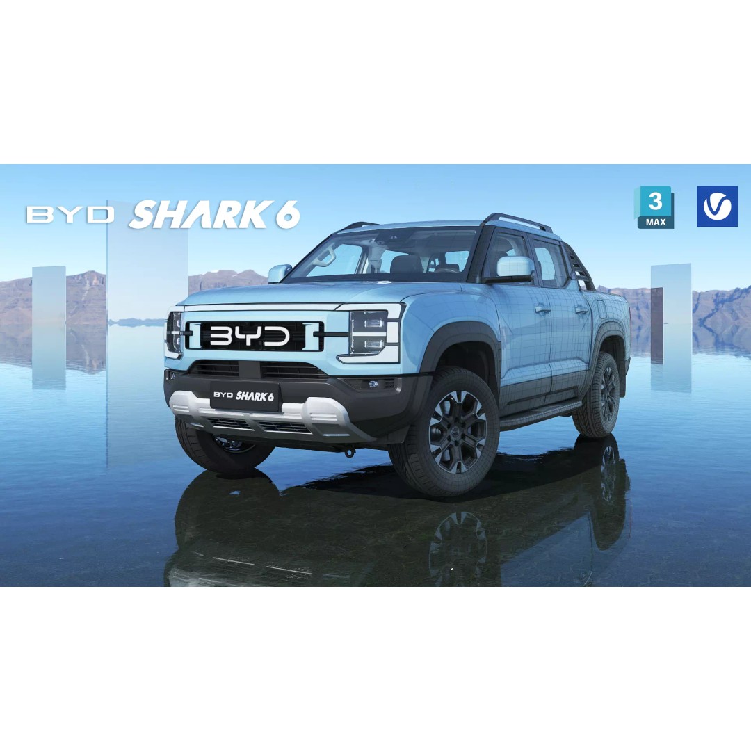 2026 BYD Shark 6 Pickup 3D Model – Game-Ready PBR Vehicle, FBX, OBJ - View 2