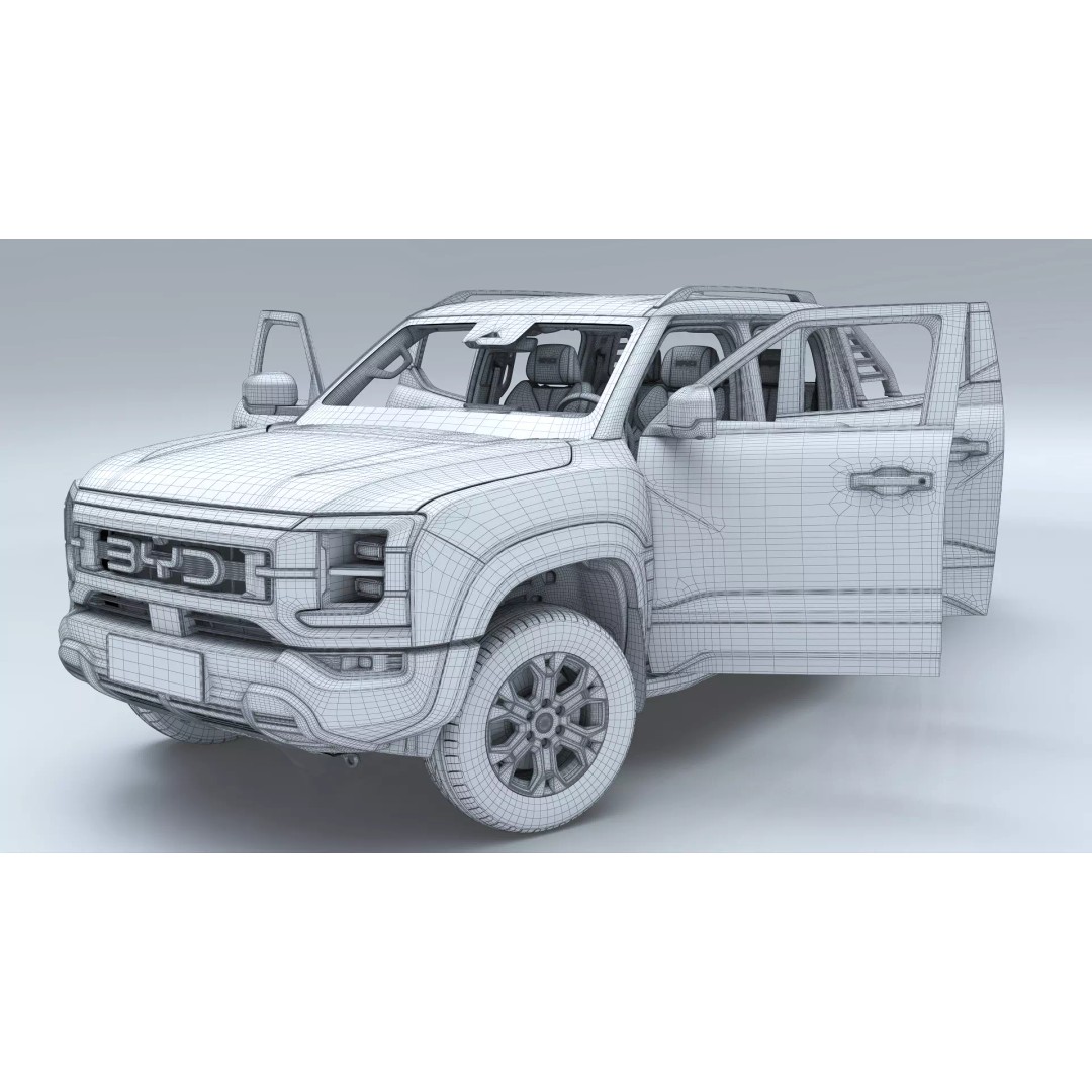 2026 BYD Shark 6 Pickup 3D Model – Game-Ready PBR Vehicle, FBX, OBJ - View 30