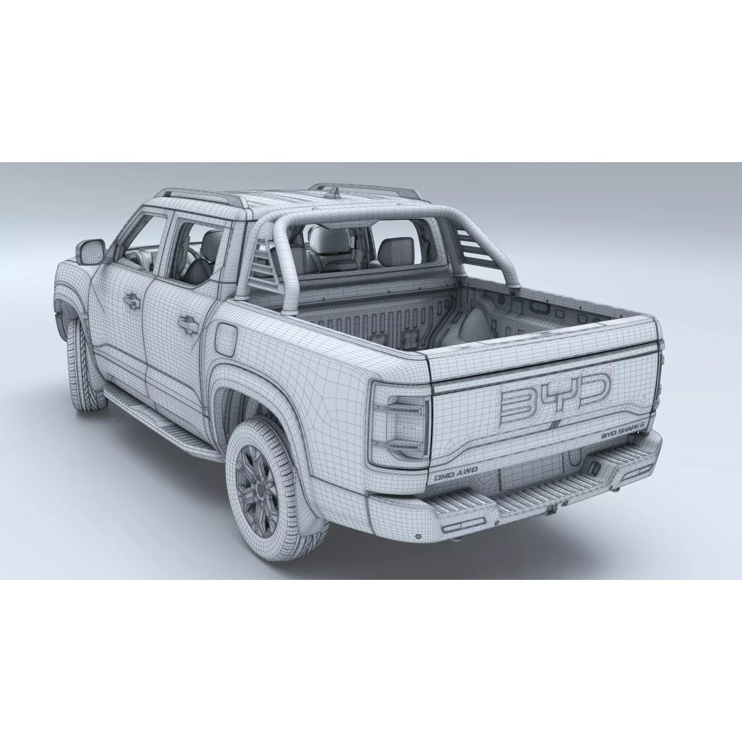 2026 BYD Shark 6 Pickup 3D Model – Game-Ready PBR Vehicle, FBX, OBJ - View 46