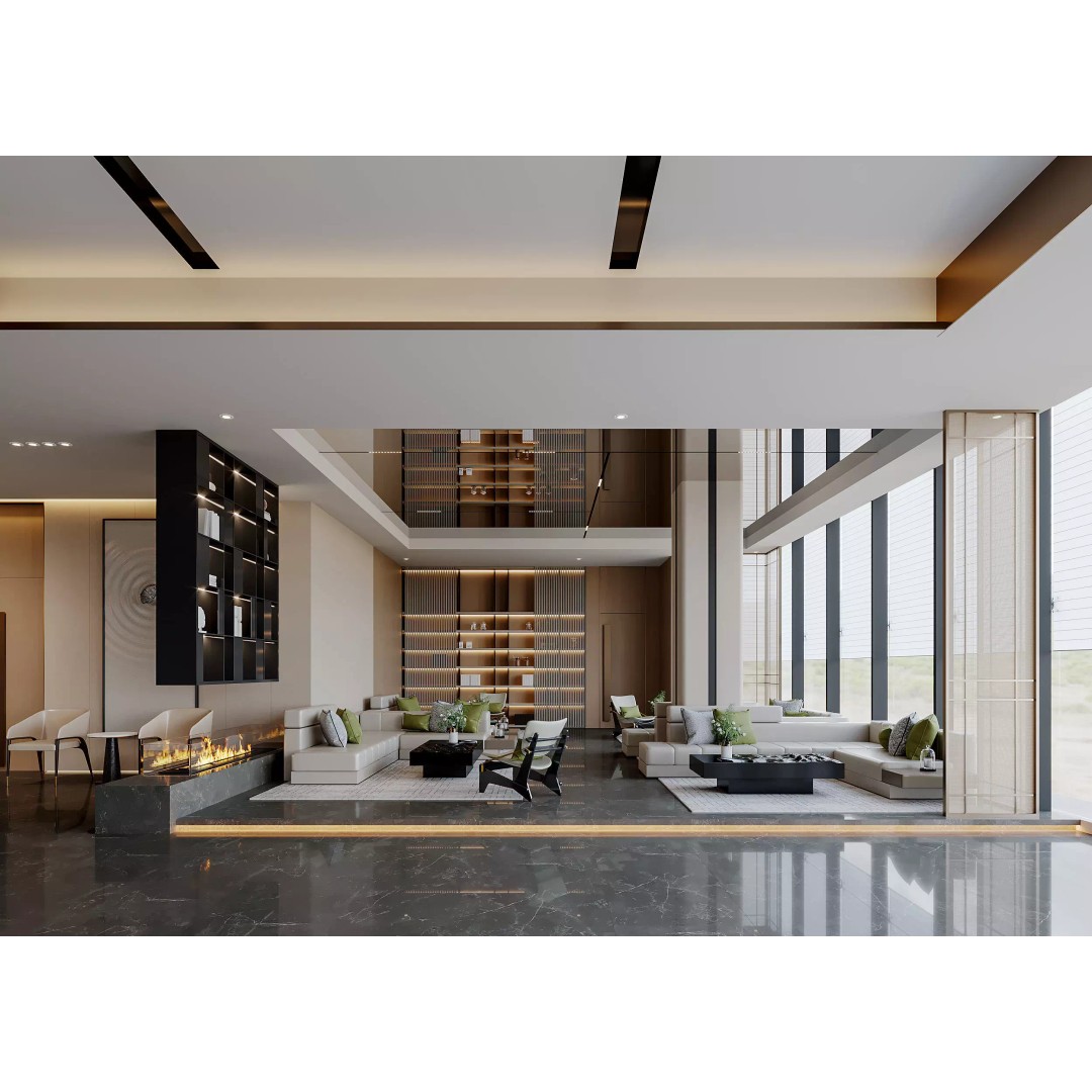 Hotel Lobby 3D Model – Modern Interior Scene with Textures - View 2