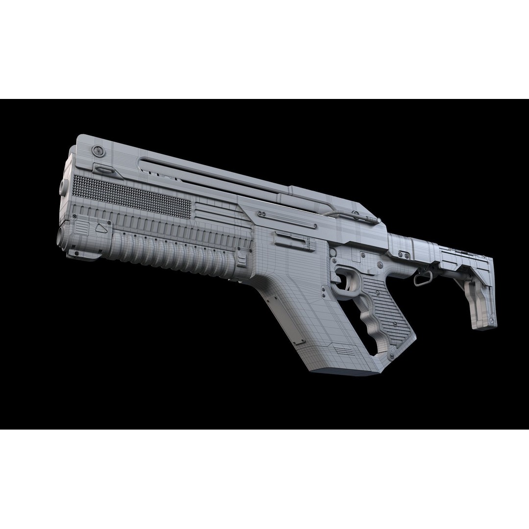 F44AA Pulse Rifle 3D Model – High Poly Game Asset, FBX, OBJ