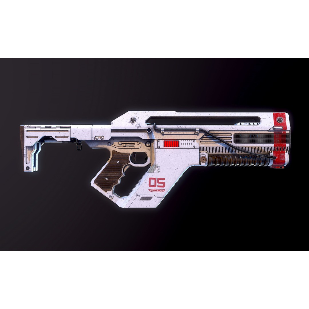 F44AA Pulse Rifle 3D Model – High Poly Game Asset, FBX, OBJ - View 10