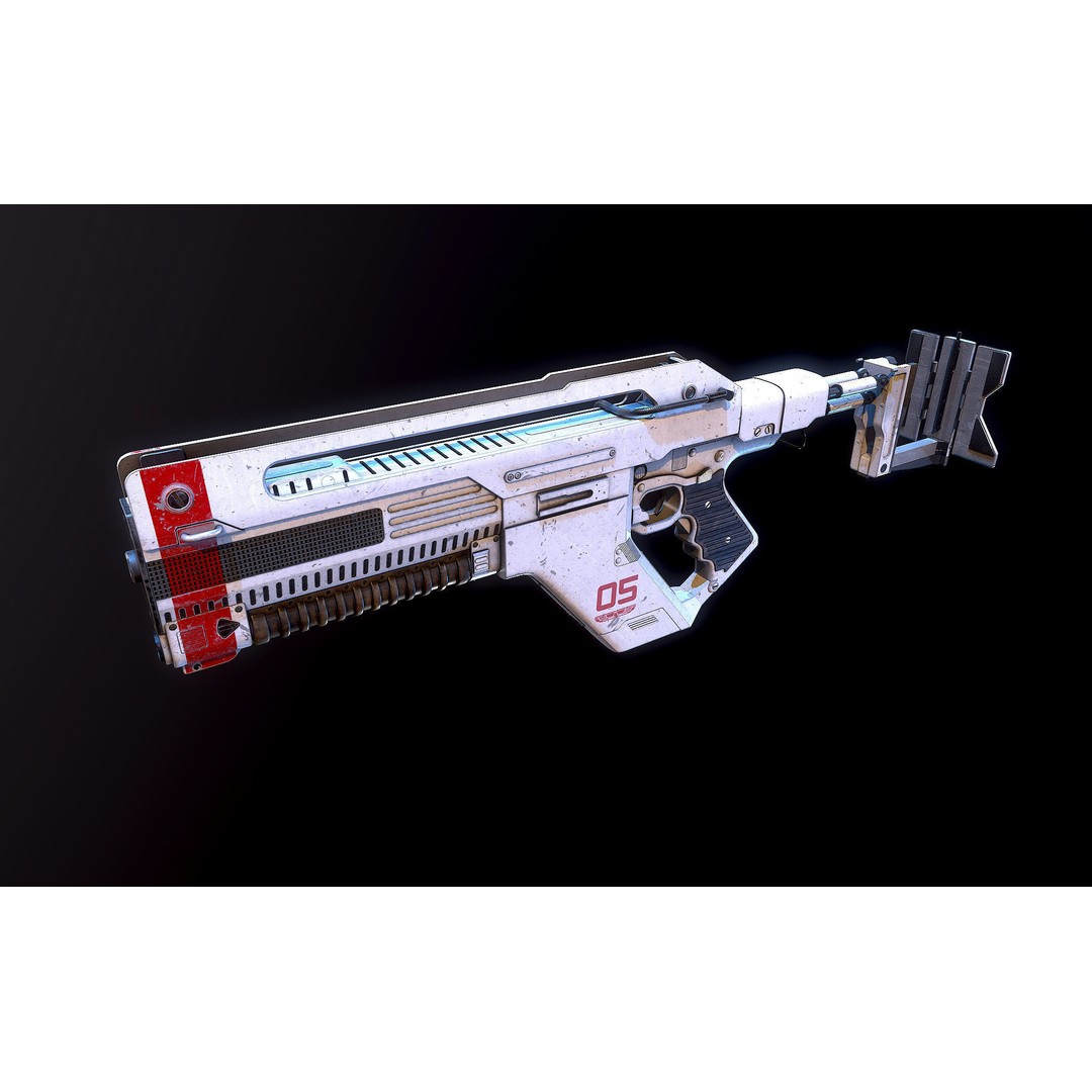 F44AA Pulse Rifle 3D Model – High Poly Game Asset, FBX, OBJ - View 12