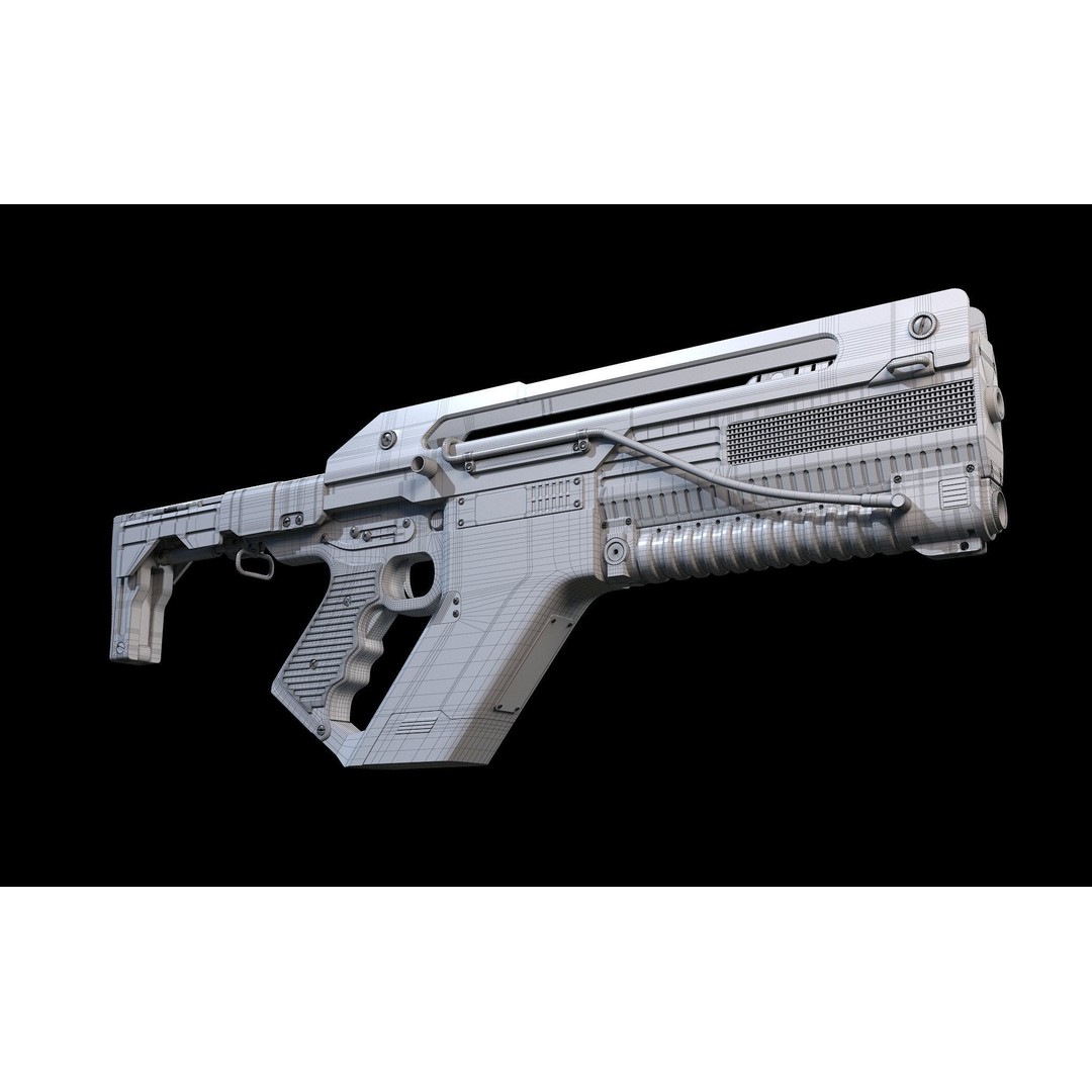 F44AA Pulse Rifle 3D Model – High Poly Game Asset, FBX, OBJ - View 14