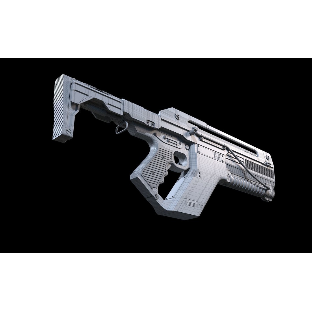 F44AA Pulse Rifle 3D Model – High Poly Game Asset, FBX, OBJ - View 16