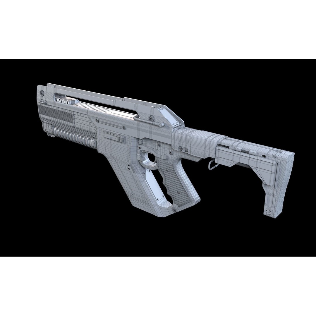 F44AA Pulse Rifle 3D Model – High Poly Game Asset, FBX, OBJ - View 17