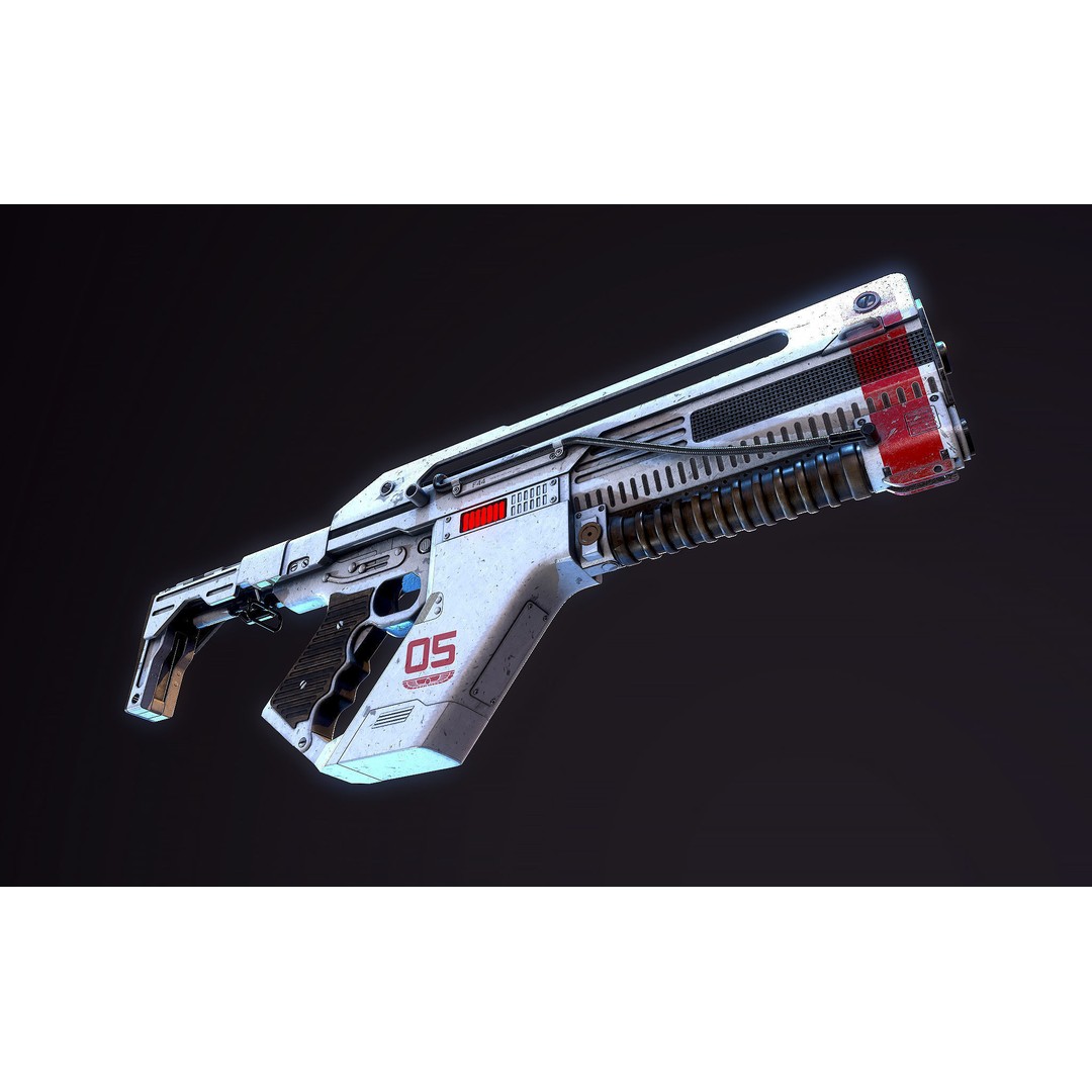 F44AA Pulse Rifle 3D Model – High Poly Game Asset, FBX, OBJ - View 3