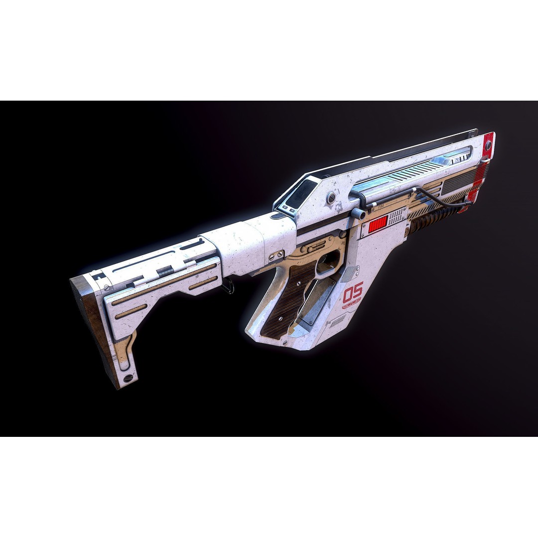 F44AA Pulse Rifle 3D Model – High Poly Game Asset, FBX, OBJ - View 4