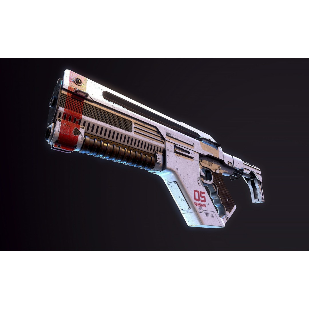 F44AA Pulse Rifle 3D Model – High Poly Game Asset, FBX, OBJ - View 8