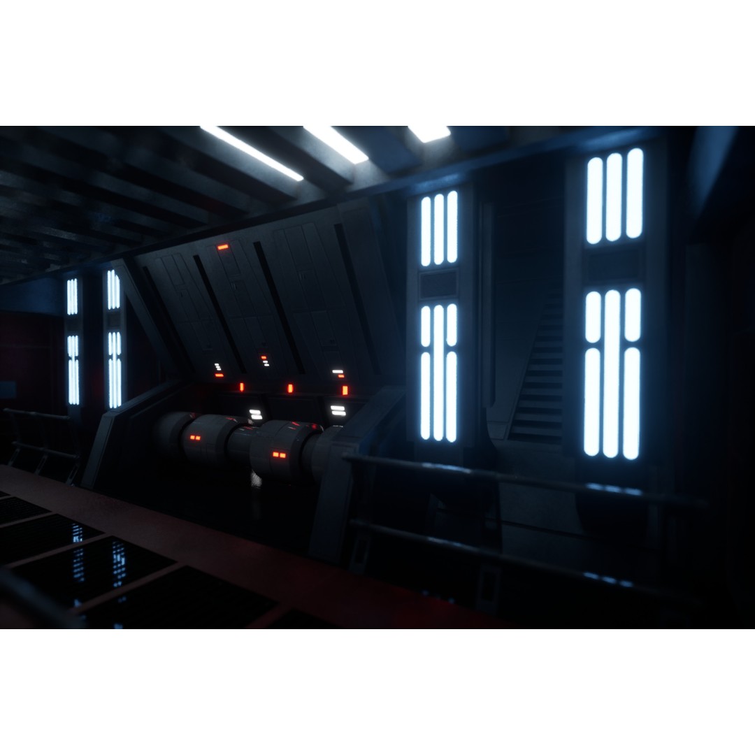 Imperial Style Corridor 3D Model – Low Poly Environment Asset Pack, FBX - View 14