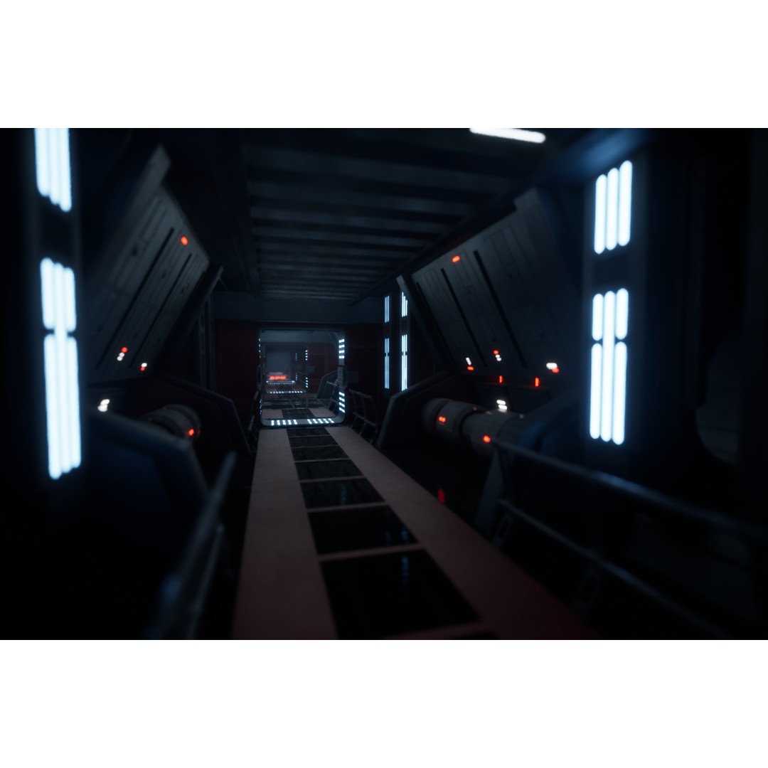 Imperial Style Corridor 3D Model – Low Poly Environment Asset Pack, FBX - View 15