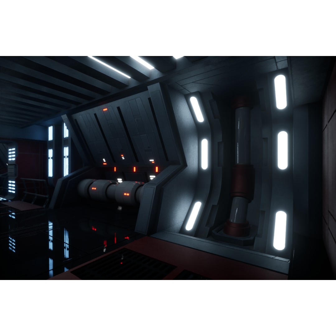 Imperial Style Corridor 3D Model – Low Poly Environment Asset Pack, FBX - View 17