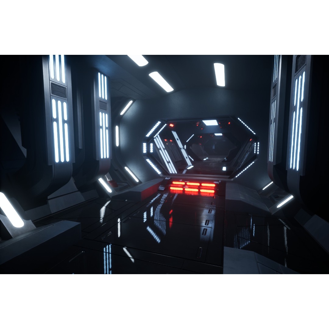 Imperial Style Corridor 3D Model – Low Poly Environment Asset Pack, FBX - View 24